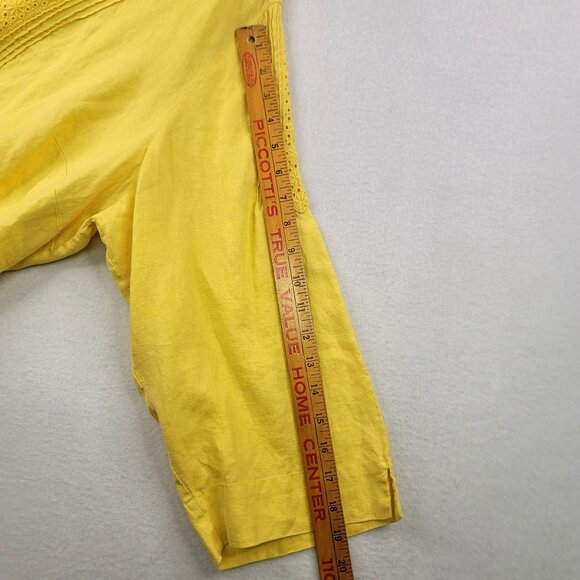 JM Collection Butter Yellow Linen Button-Up Embroidered Details Plus Size 22W - Picture 13 of 13